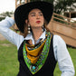 Fringe "Bull in Bloom" by Elizabeth Dryden Silk Wild Rag