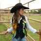 Fringe "Bull in Bloom" by Elizabeth Dryden Silk Wild Rag