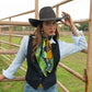 Fringe "Bull in Bloom" by Elizabeth Dryden Silk Wild Rag