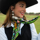 Fringe "Bull in Bloom" by Elizabeth Dryden Silk Wild Rag