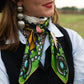 Fringe "Bull in Bloom" by Elizabeth Dryden Silk Wild Rag