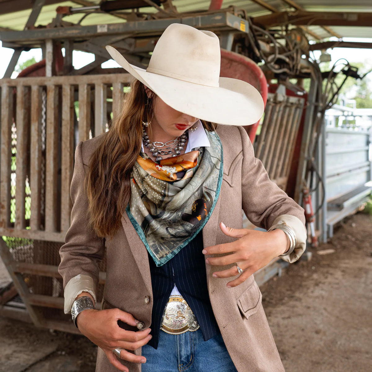 Fringe "Blue Melodies" by Dolan Geiman Silk Wild Rag