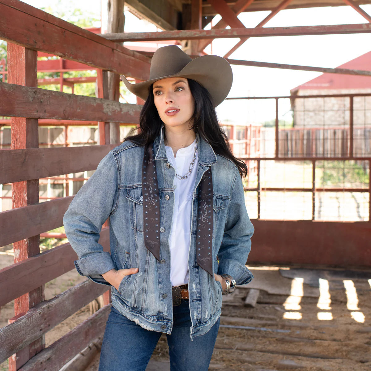 Fringe "Howdy" Silk Twilly