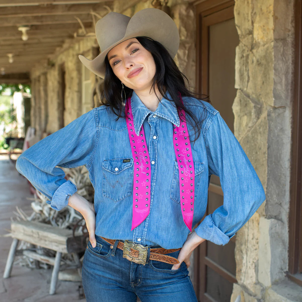 Fringe "Howdy" Silk Twilly