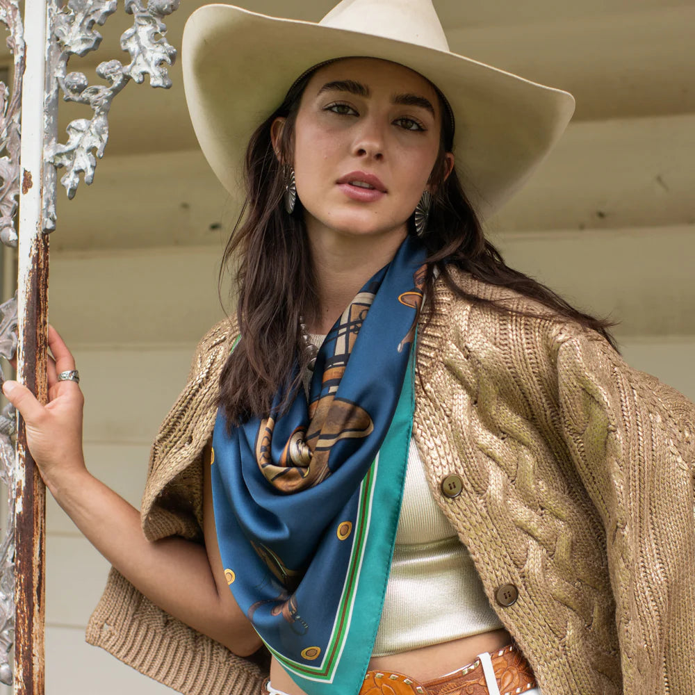 Fringe "Take a Seat" by Pam Benke Silk Wild Rag
