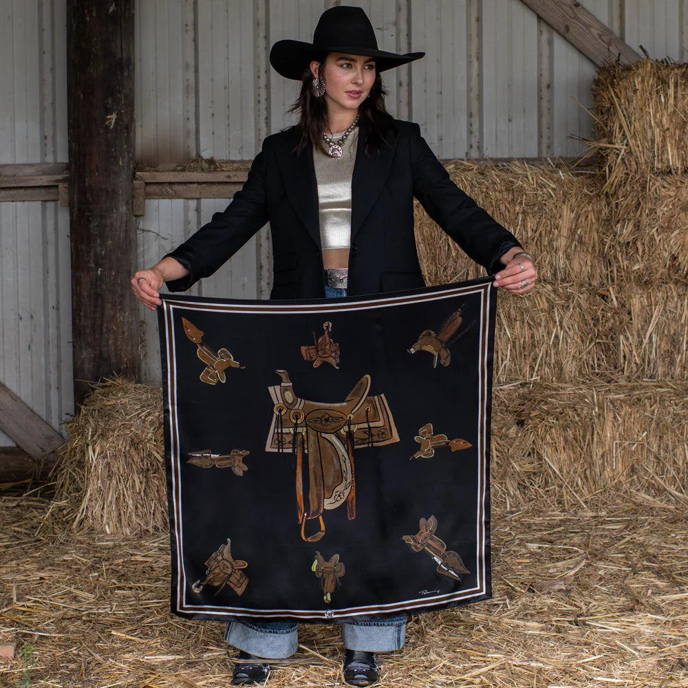 Fringe "Take a Seat" by Pam Benke Silk Wild Rag