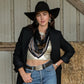 Fringe "Take a Seat" by Pam Benke Silk Wild Rag