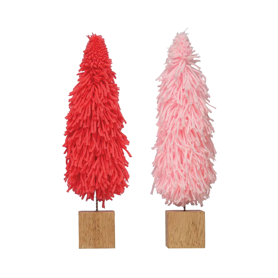 Fabric Yarn Tree with Wood Block Base