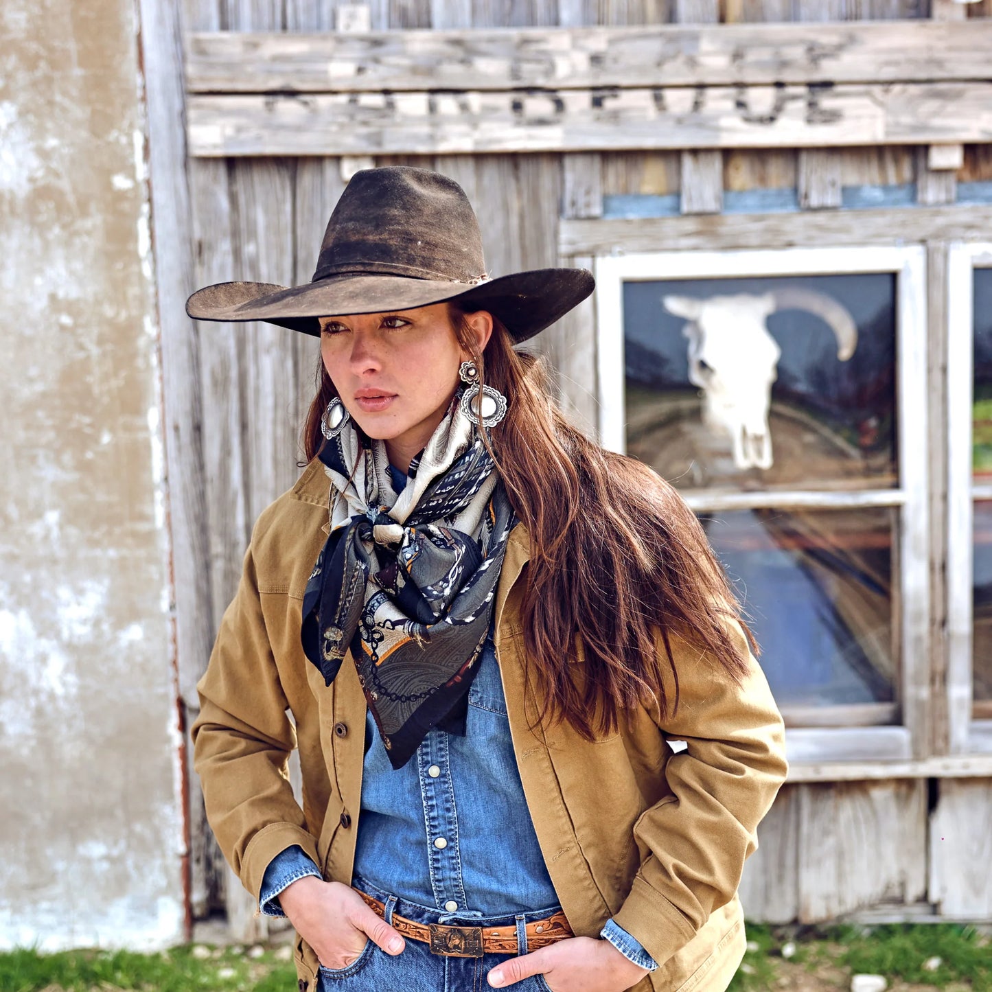 Fringe Blue Label "Bridles" Silk Scarf