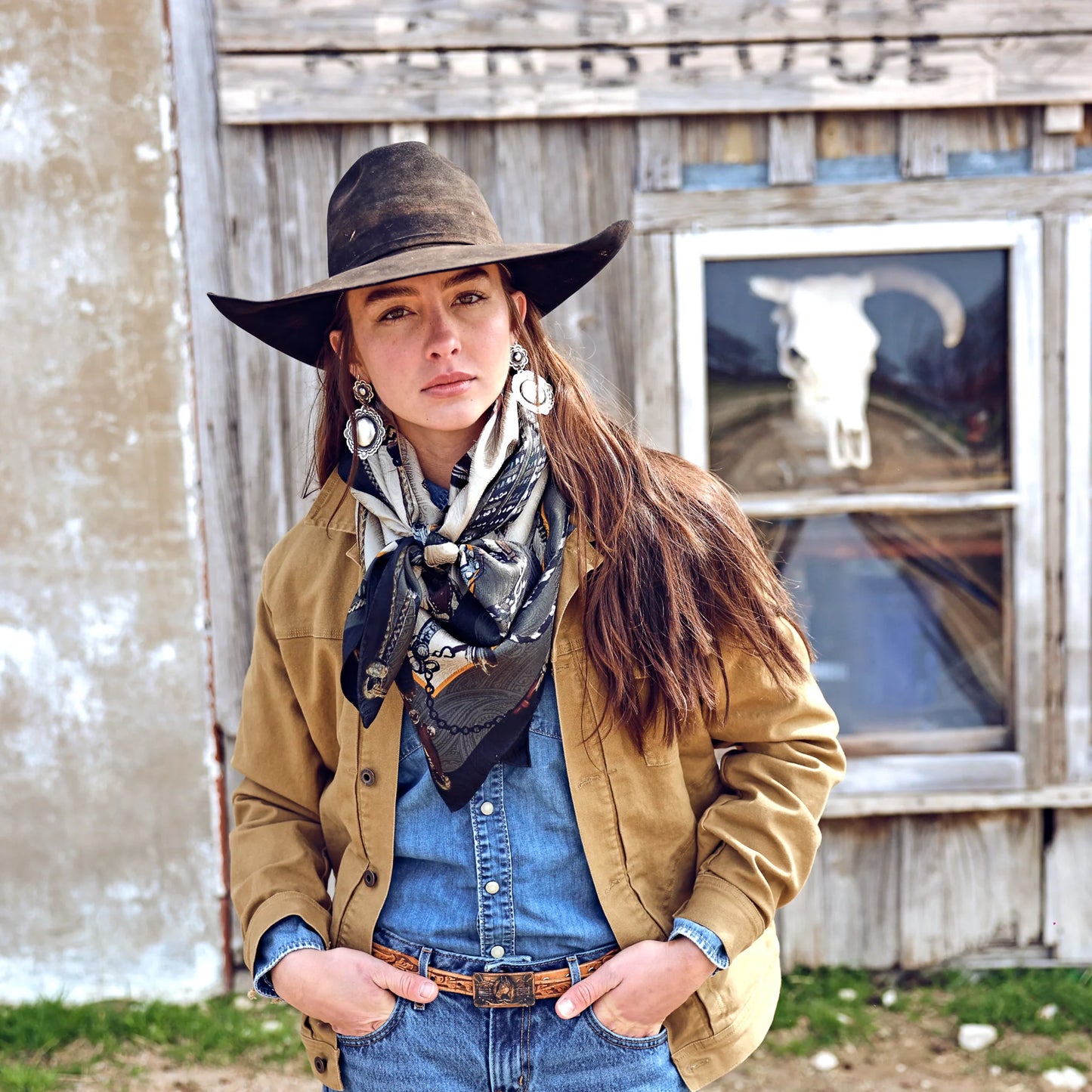 Fringe Blue Label "Bridles" Silk Scarf