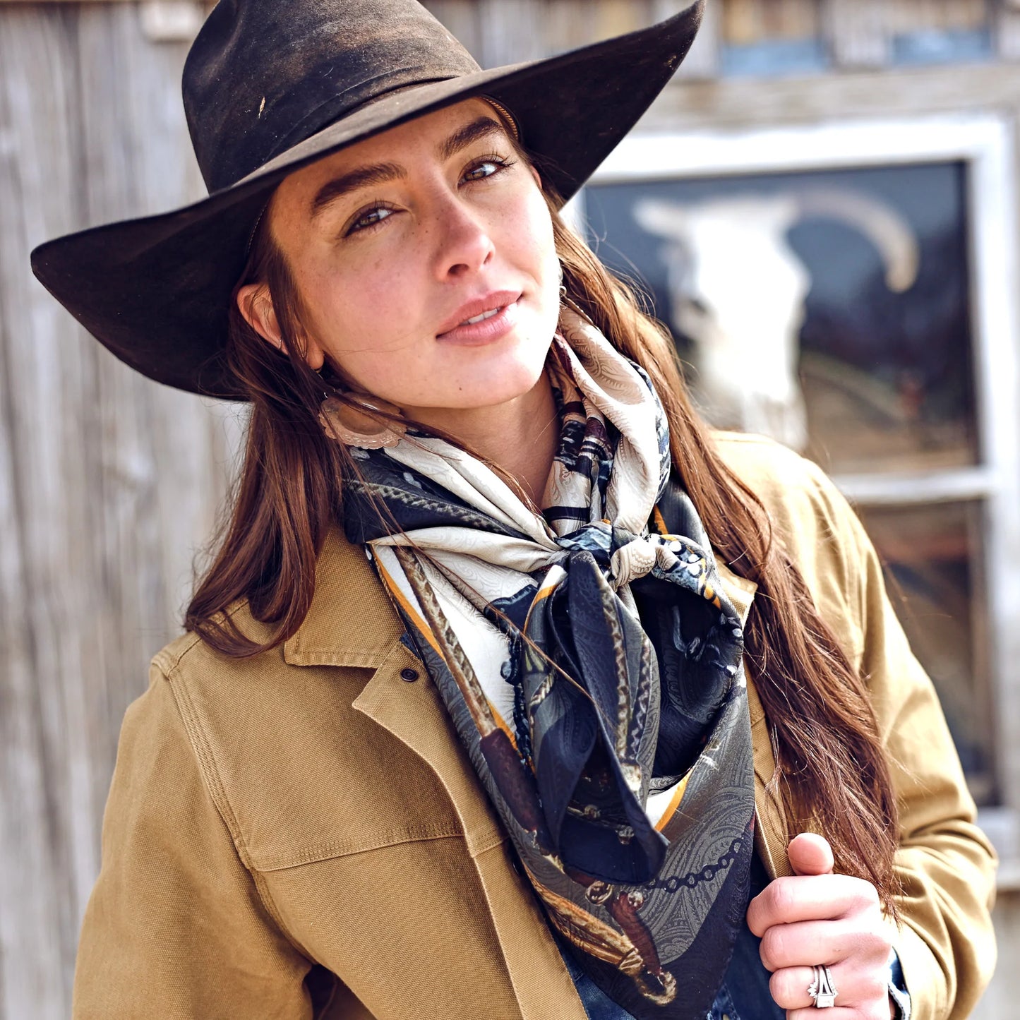Fringe Blue Label "Bridles" Silk Scarf