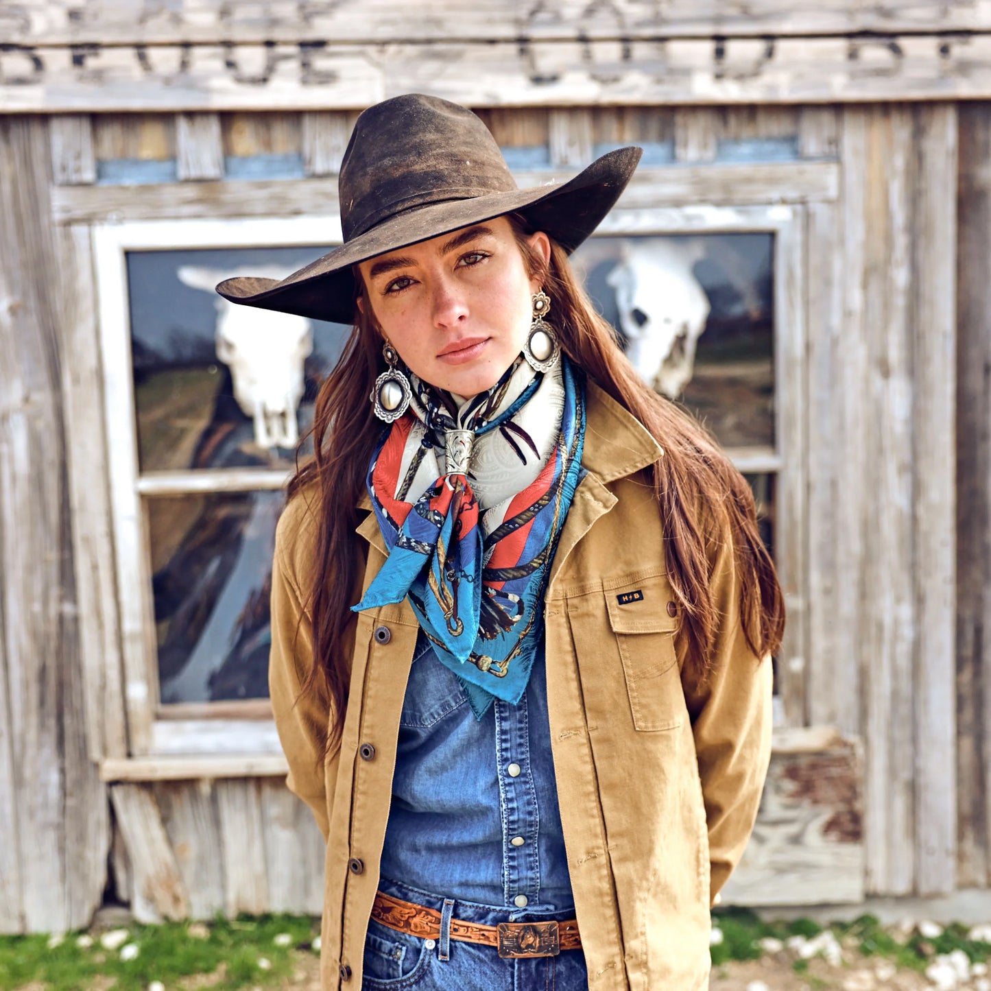 Fringe Blue Label "Bridles" Silk Scarf