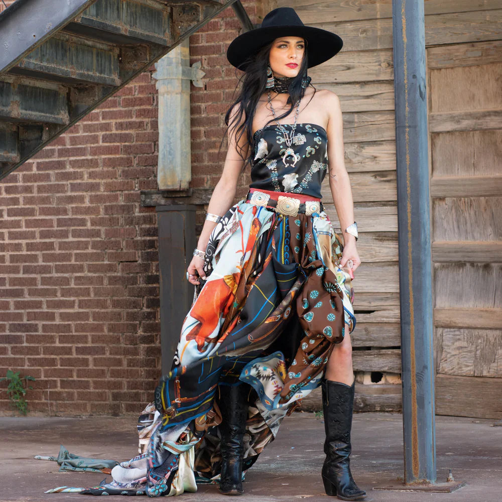 Fringe "Squash Blossomed" Silk Wild Rag