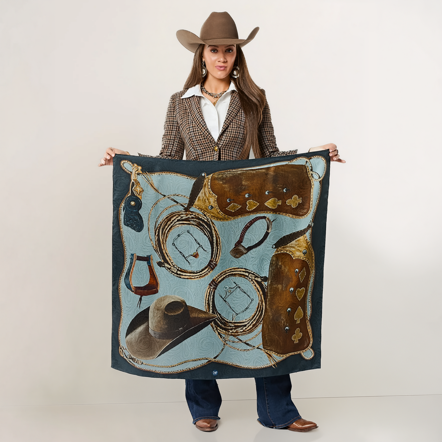 Fringe Blue Label "Gettin' Western" Silk Scarf