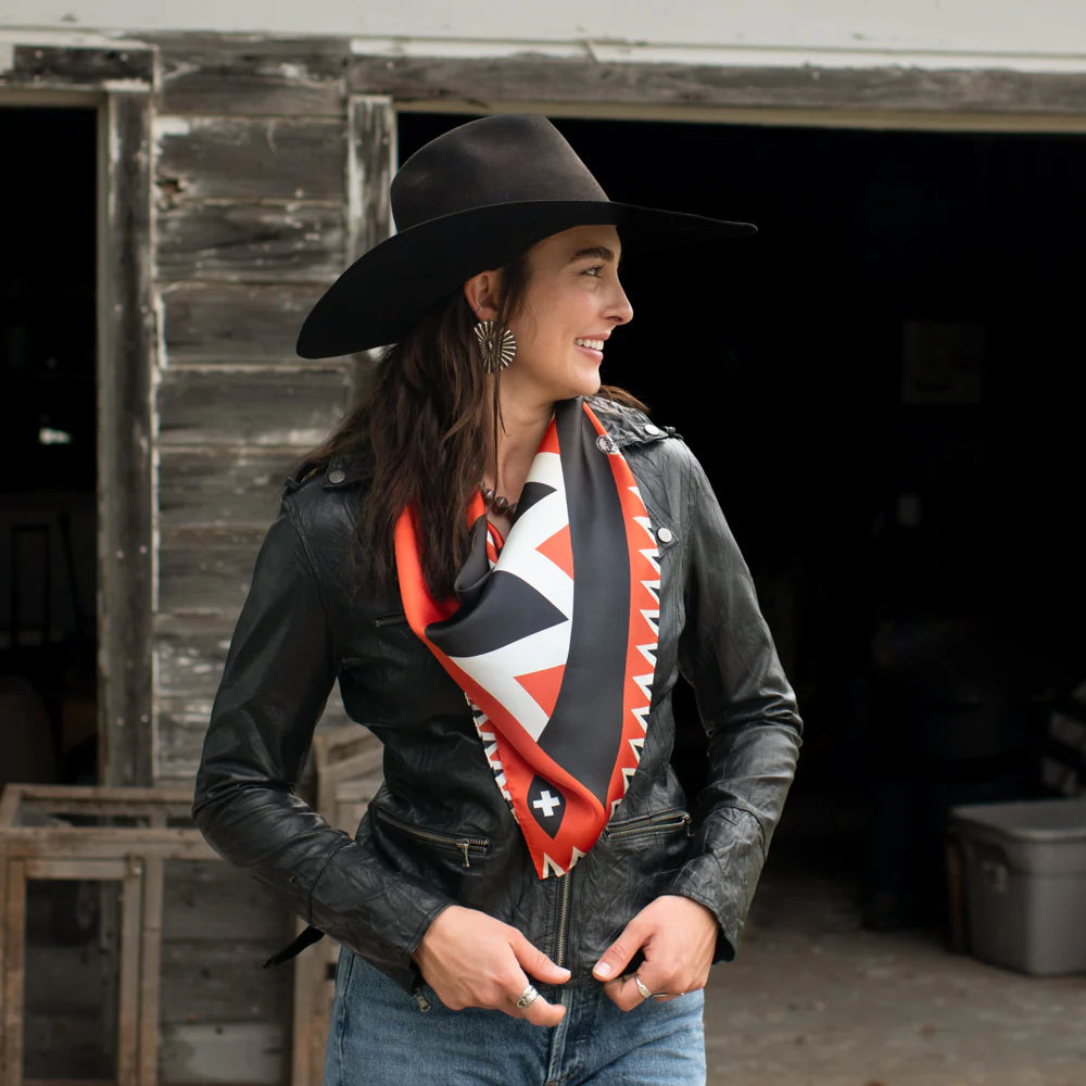 Fringe "Girl With the Wide Brimmed Hat" by Jon Flaming Silk Wild Rag