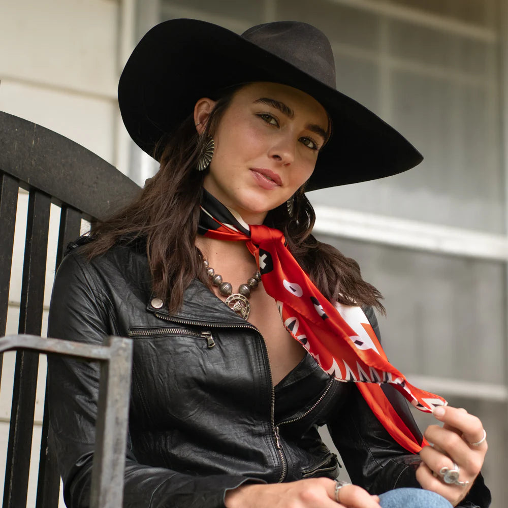 Fringe "Girl With the Wide Brimmed Hat" by Jon Flaming Silk Wild Rag