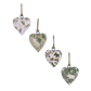 Green and White Mango Wood Mini Heart Ornaments