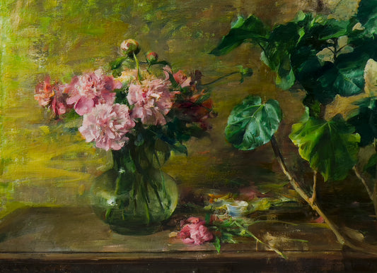"Peonies and Hibiscus Leaves" by Quang Ho