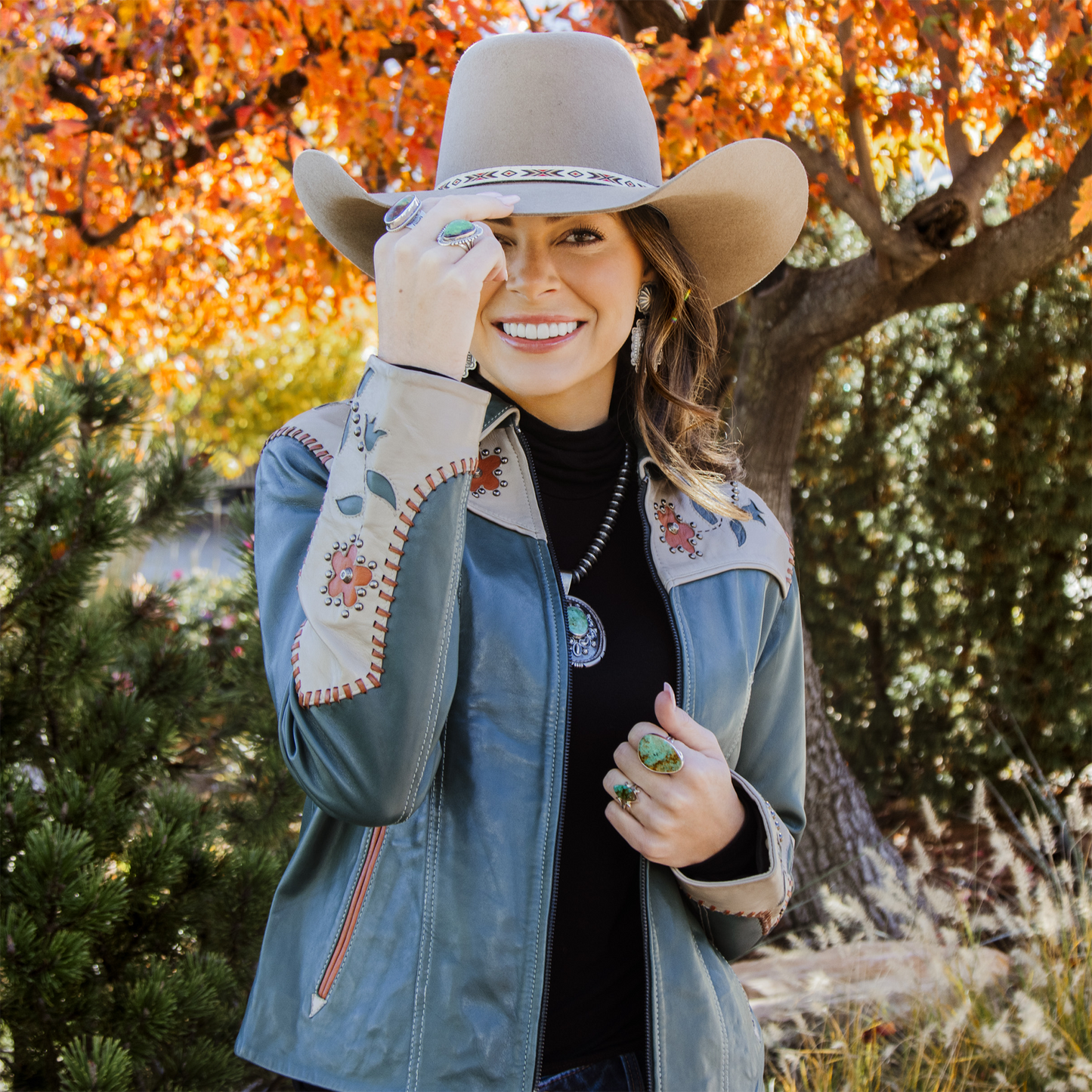 Women's Scully Trailflower Whipstitch Leather Jacket