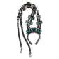 Kingman Turquoise Double-Strand Squash Blossom Necklace with Naja by Teller Indian Jewelry