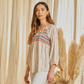 Melissa Relaxed Fit Embroidered Stripe Shirt - Camel