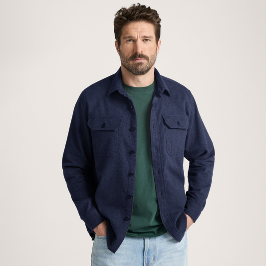 Pendleton Men's Burnside Cotton Flannel Shirt - Navy Heather