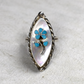 Mother of Pearl Marquise Ring with Sleeping Beauty Turquoise Flower by Dawn Lucas