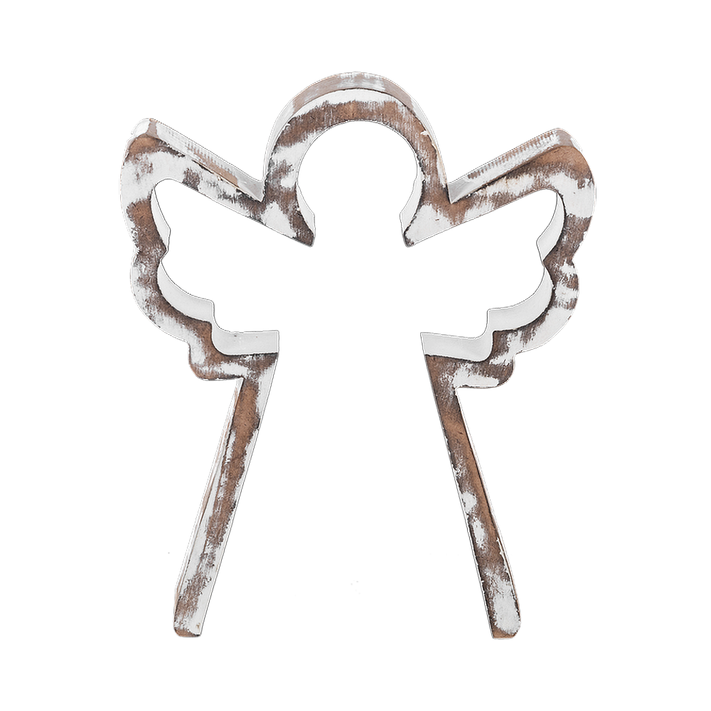 Nested White Wash Wooden Angel Figurines
