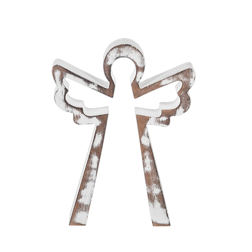 Nested White Wash Wooden Angel Figurines