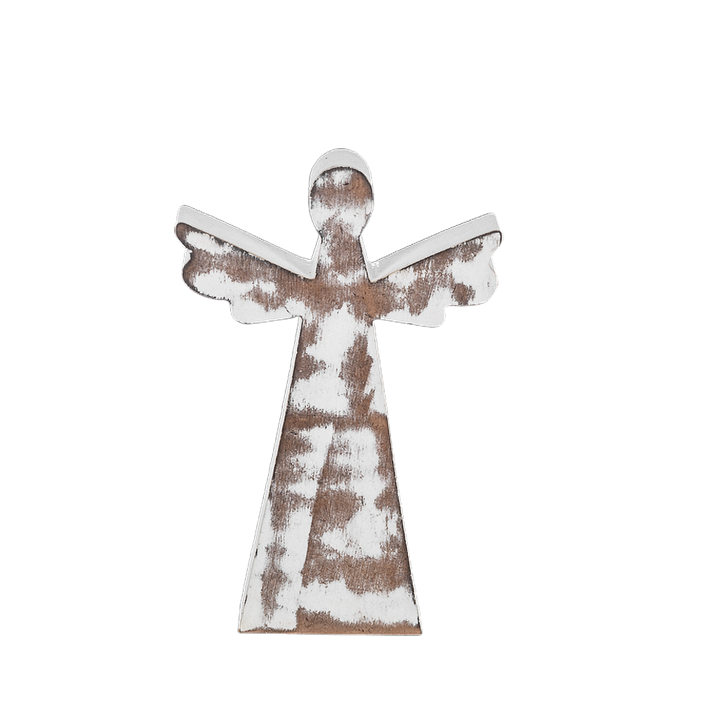 Nested White Wash Wooden Angel Figurines