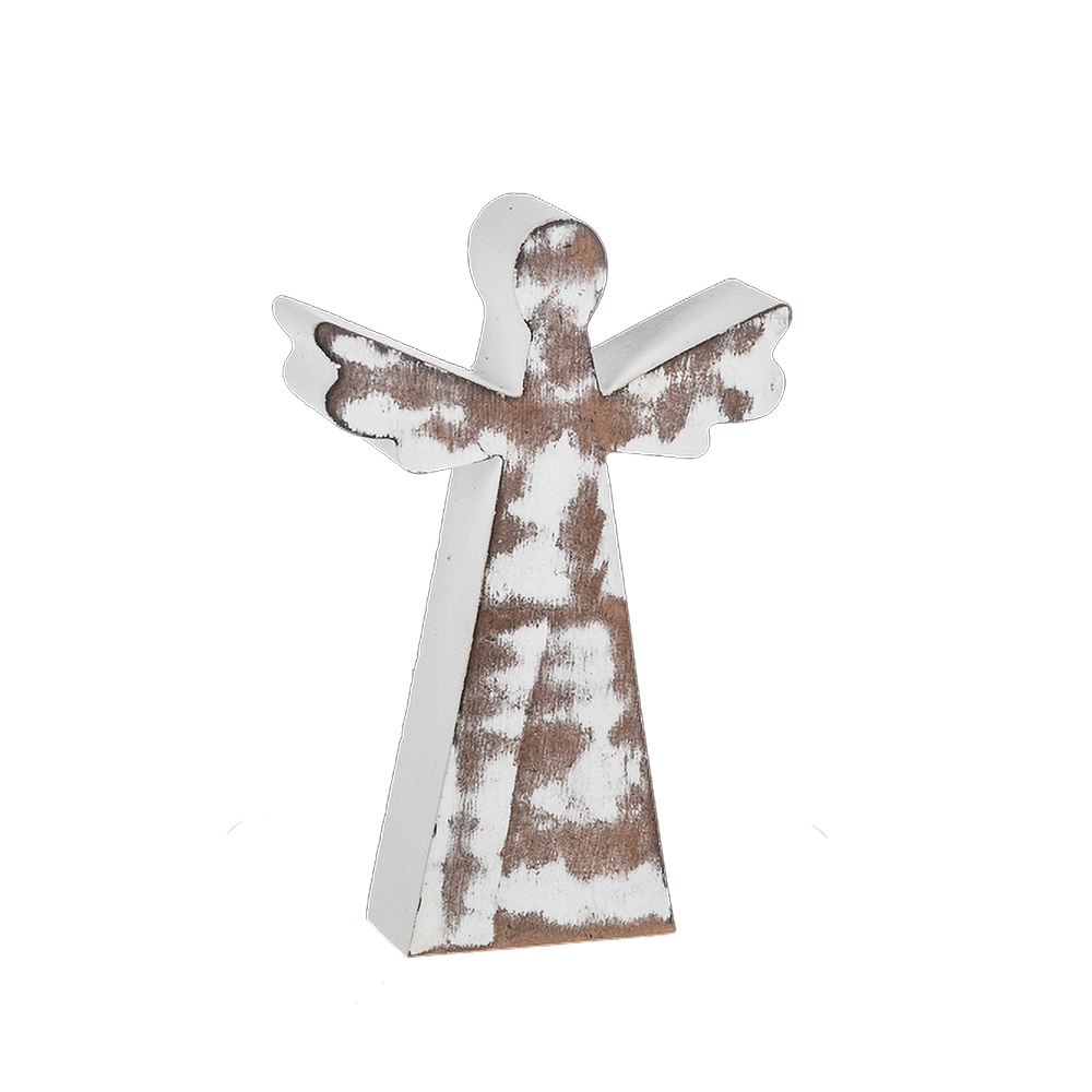 Nested White Wash Wooden Angel Figurines