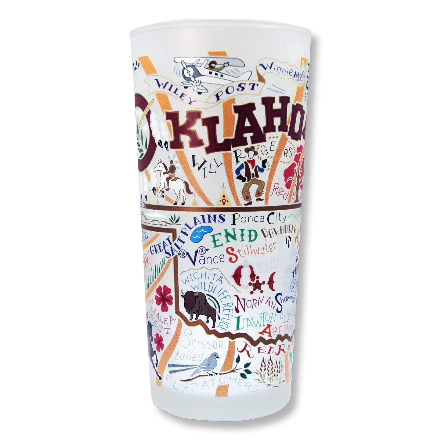 Oklahoma Frosted Drinking Glass