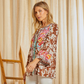 Olivia Bell-Sleeved Embroidered Floral Top - Mocha