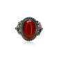 Oval Red Spiny Oyster Ring with Floral Accents