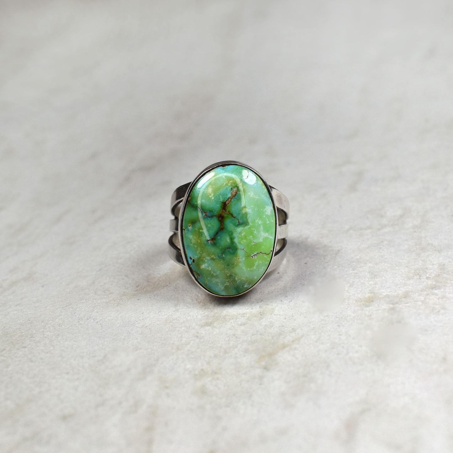 Oval Valley Verde Turquoise Ring by Ruth Ann Begay