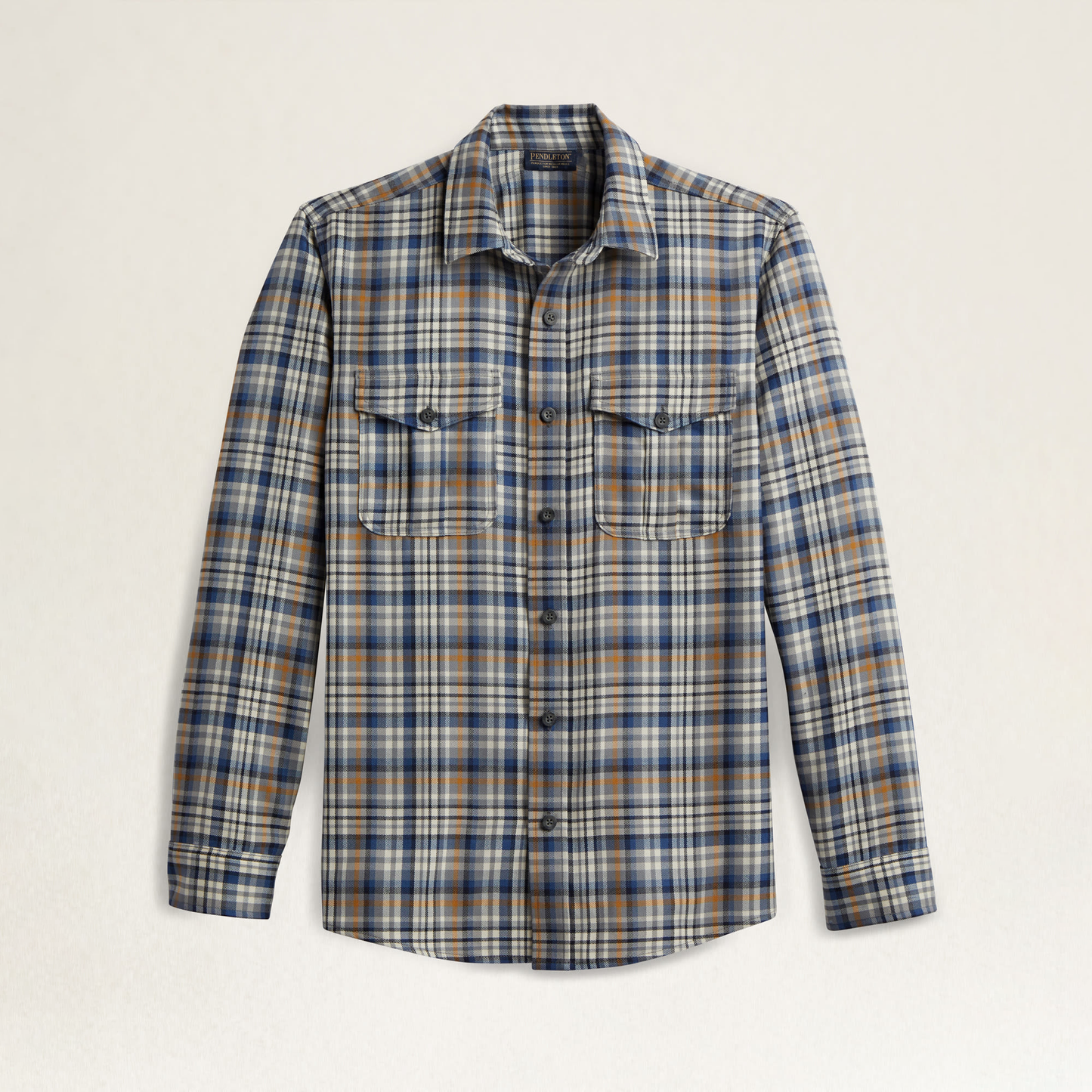 Pendleton Men's Harrison Merino Shirt- Navy/Grey Plaid