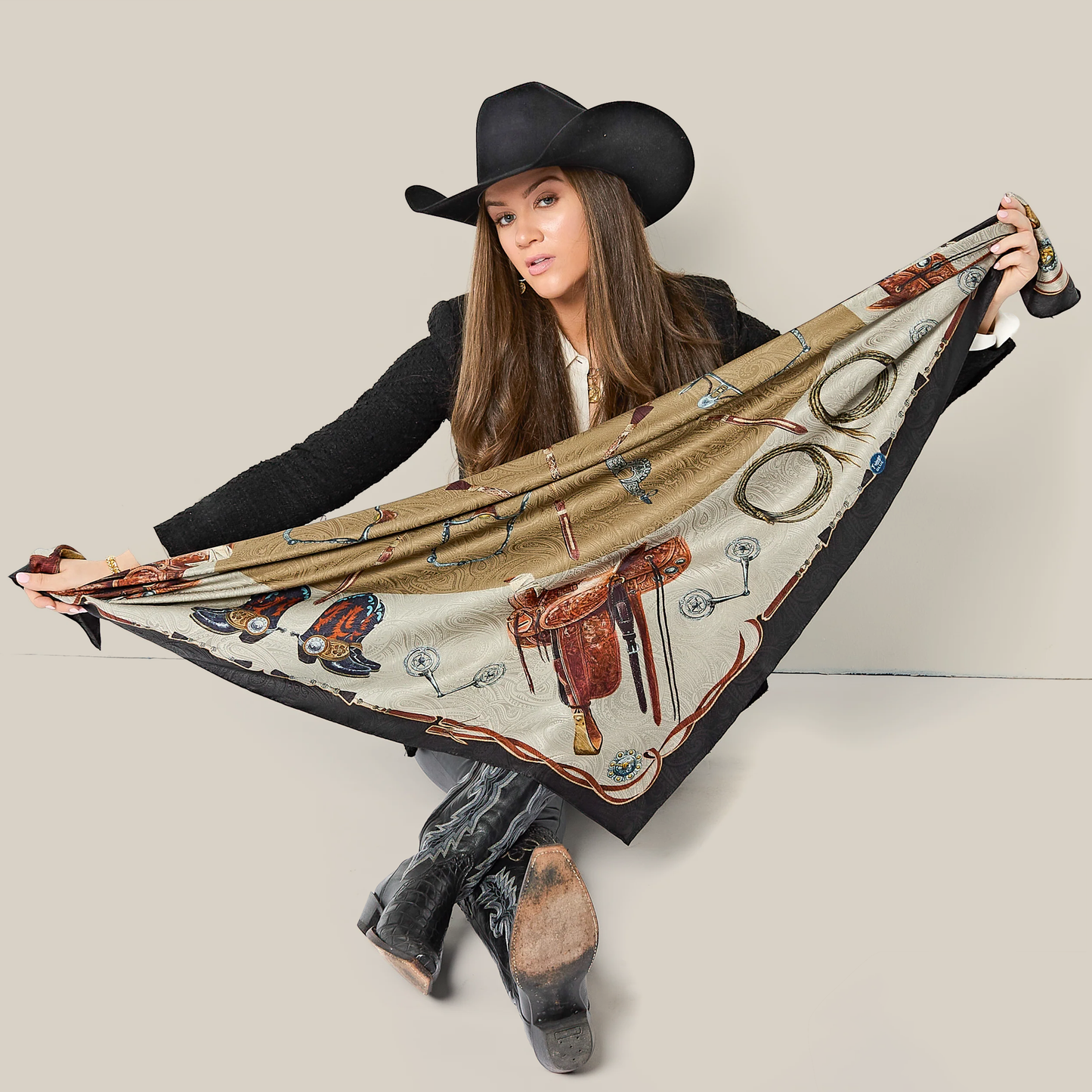 Fringe Blue Label "Ranch Gear" Silk Scarf