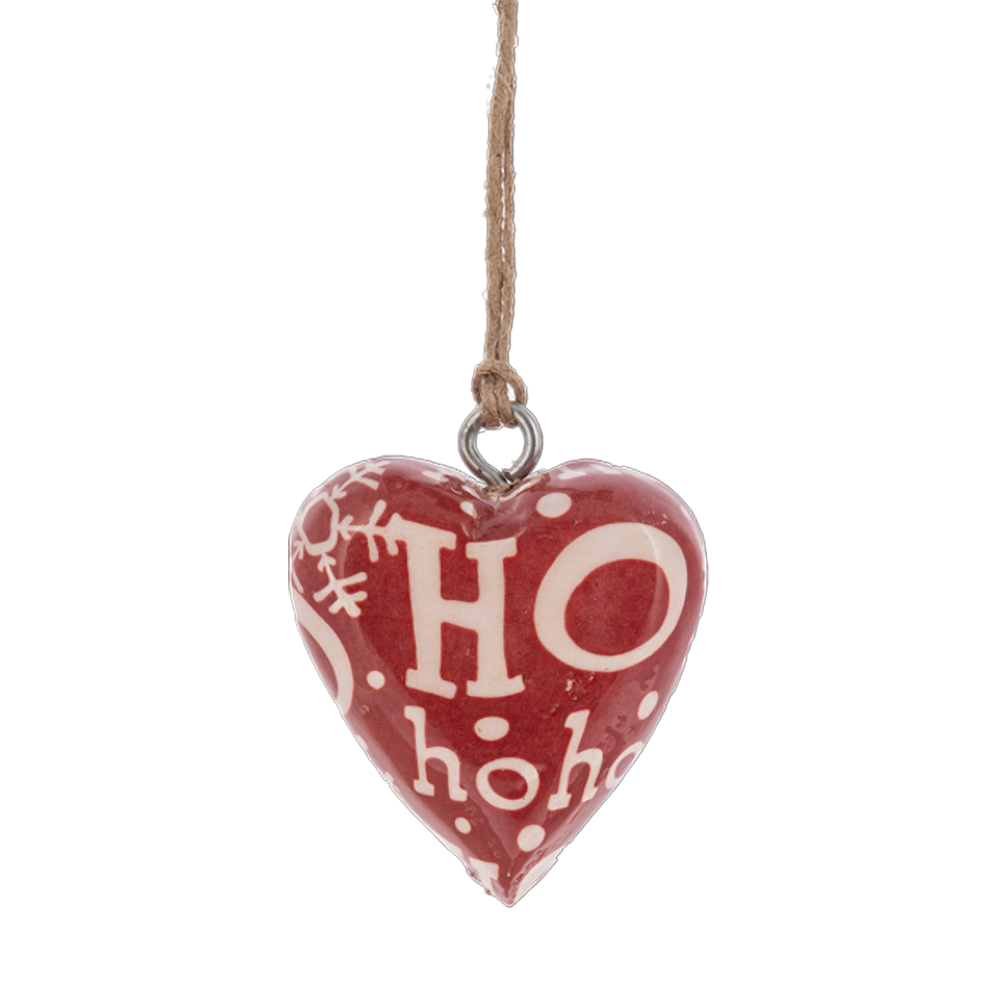 Red and Green Mango Wood Mini Heart Ornaments
