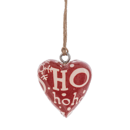 Red and Green Mango Wood Mini Heart Ornaments