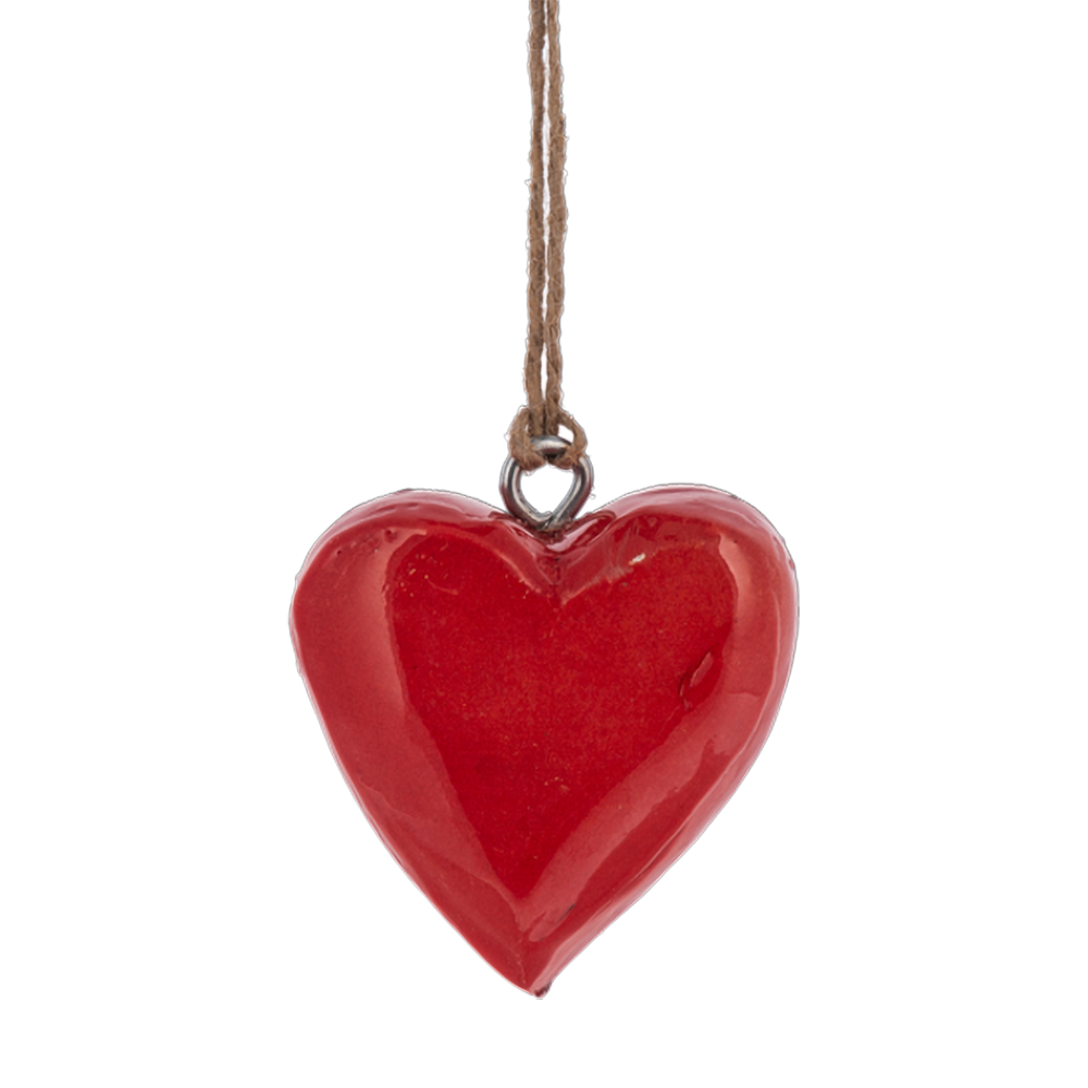 Red and Green Mango Wood Mini Heart Ornaments
