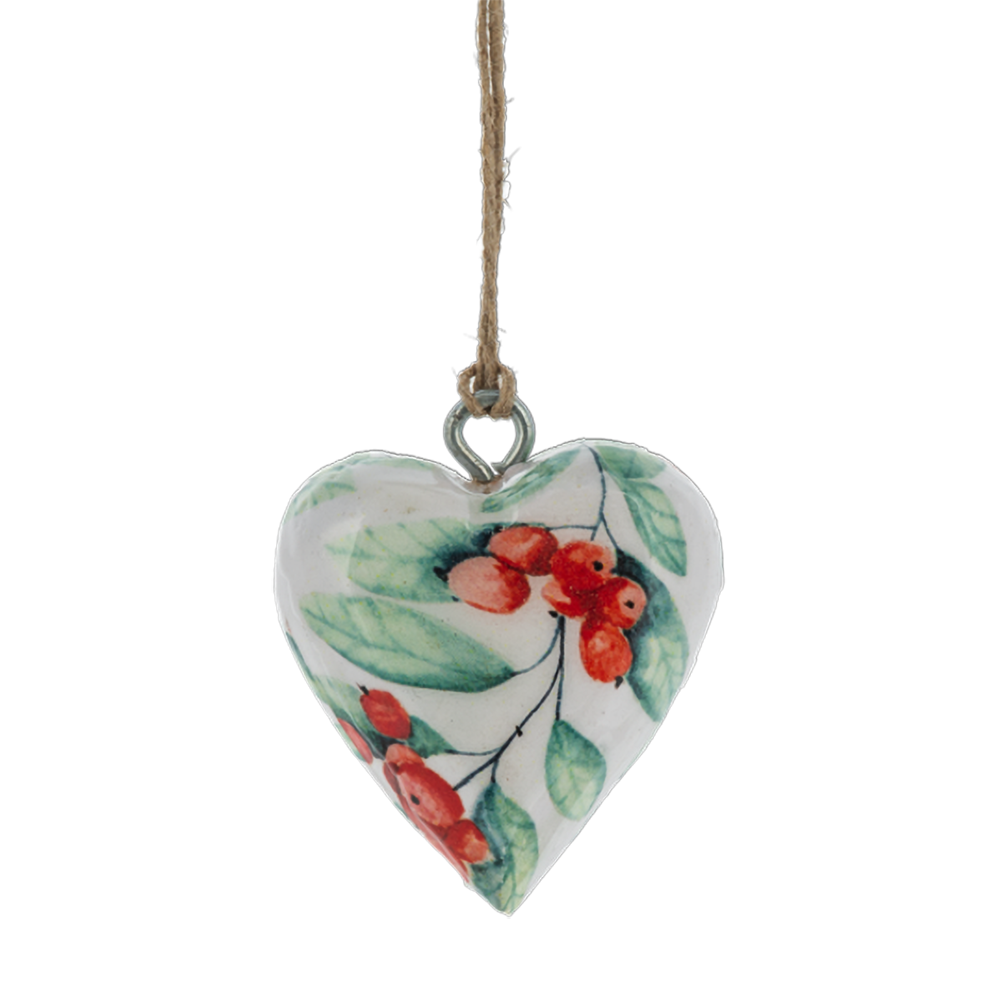 Red and Green Mango Wood Mini Heart Ornaments