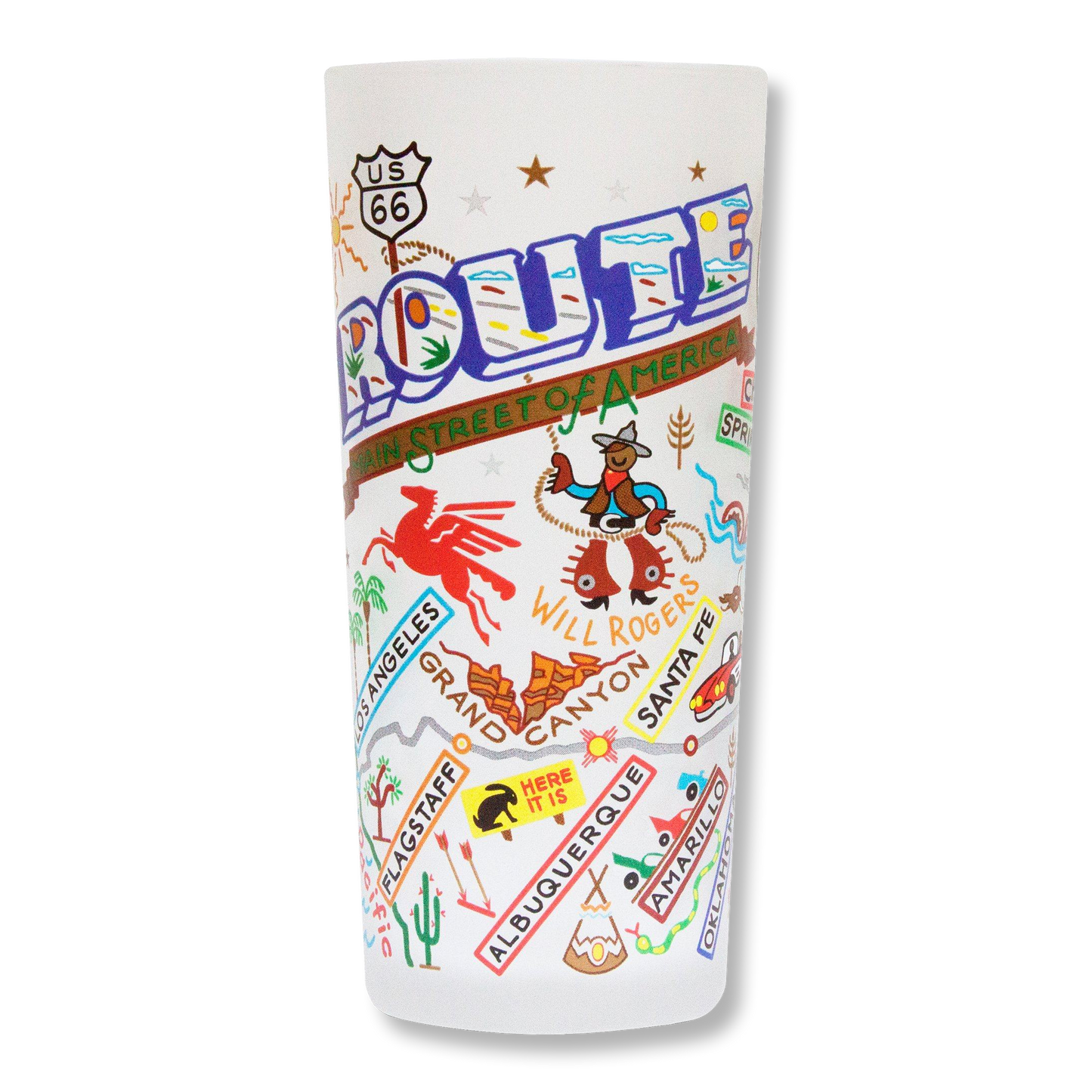 Route 66 Frosted Drinking Glass