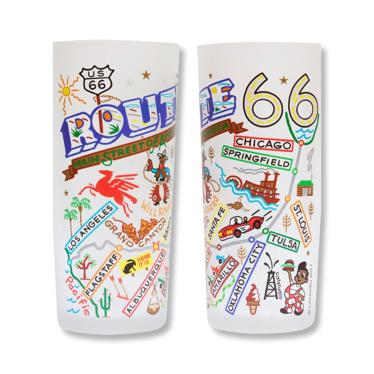Route 66 Frosted Drinking Glass