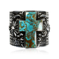 Royston Turquoise Cross Tooled and Stamped Silver Cuff by Albert Jake