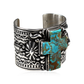 Royston Turquoise Cross Tooled and Stamped Silver Cuff by Albert Jake