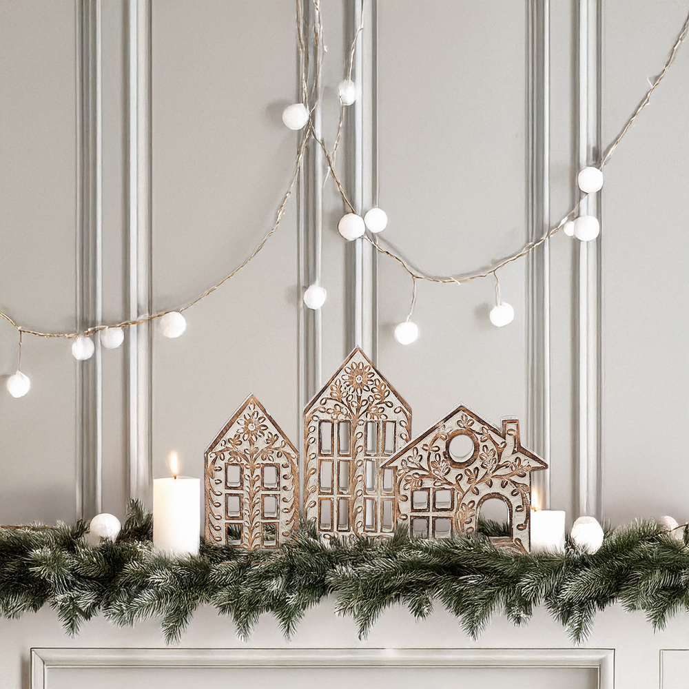 Scrollwork Wooden Village Houses