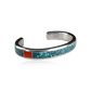 Sleek Channeled Cuff with Chip Inlay Turquoise and Coral by Lawrence Loretto