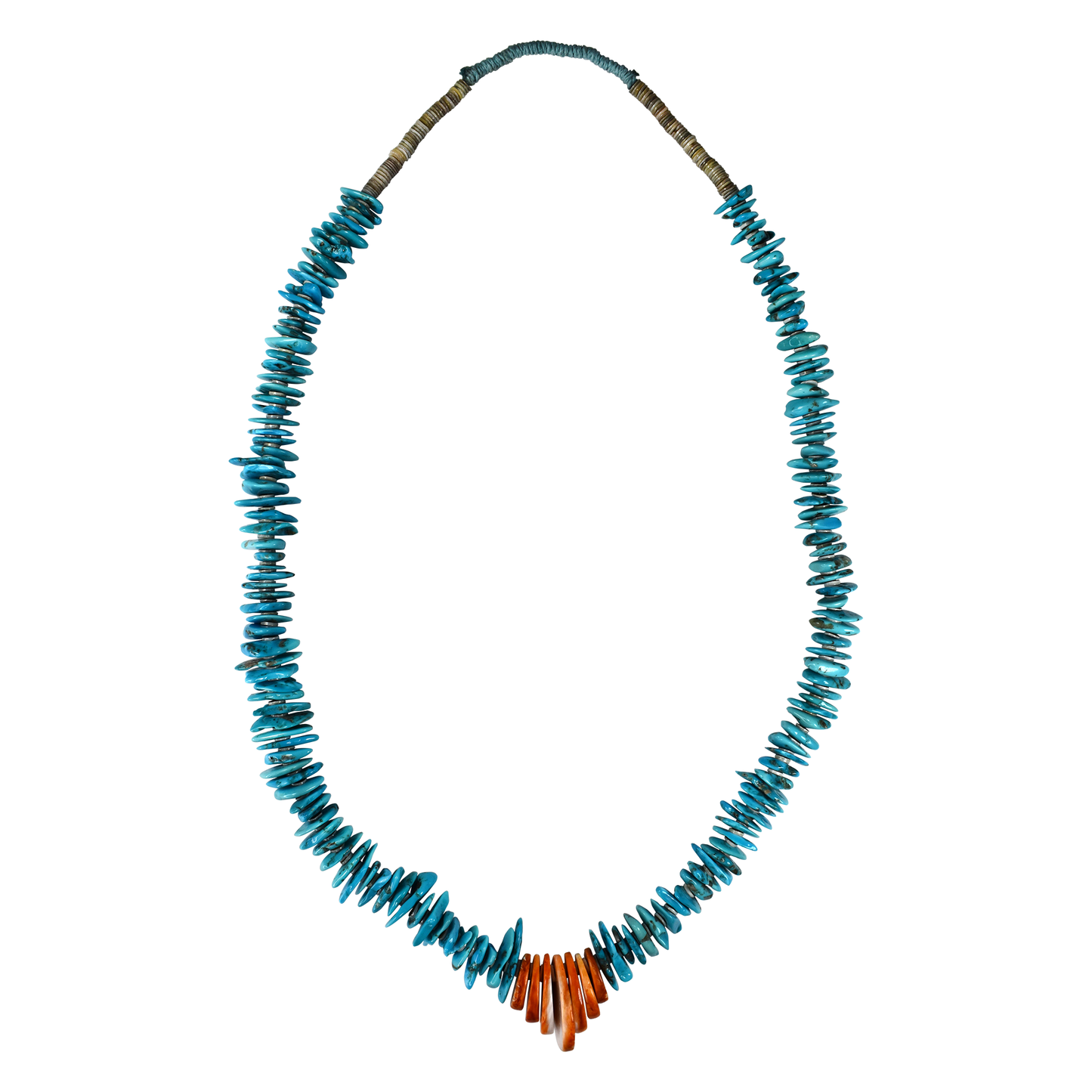 Sleeping Beauty Turquoise & Spiny Oyster Long Shell Necklace