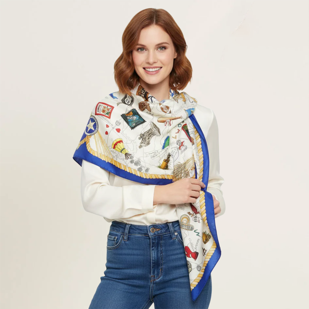 State of Oklahoma Silk Scarf by Ronda Roush