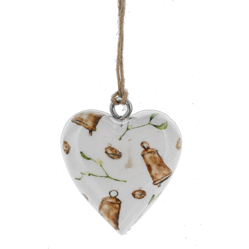 Tan and White Mango Wood Mini Heart Ornaments
